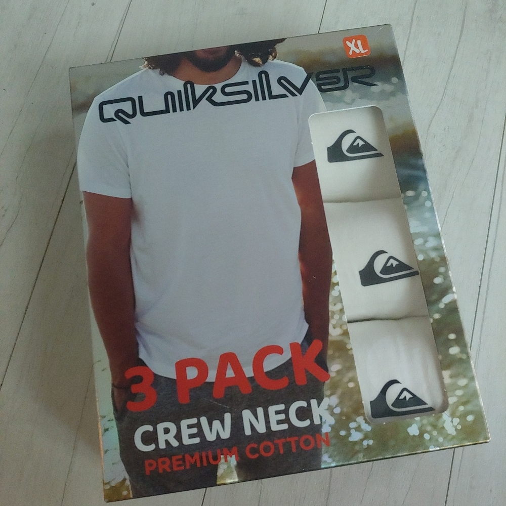 QUIKSILVER NEW 3-pack Premium Cotton Crewneck T-shirts